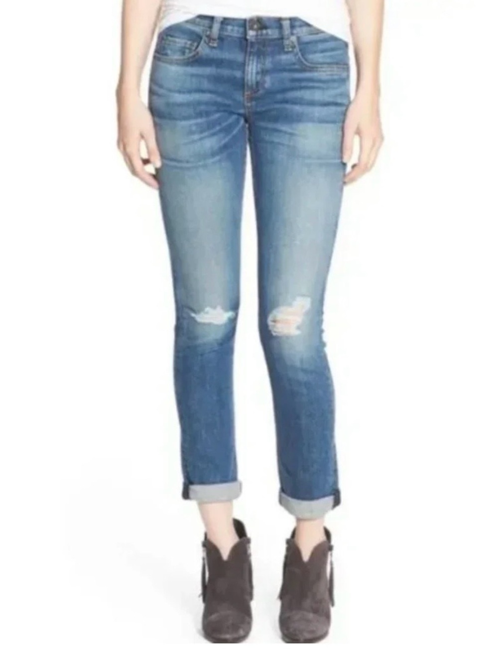 rag & bone Dre Low Rise Slim Boyfriend Crop Jeans East Lake Size 26 W1590K510EAS